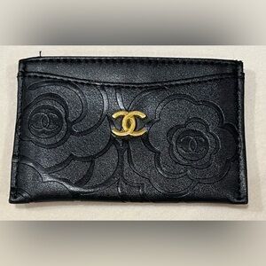 Black Card Holder with Gold Logo